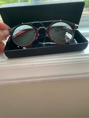 John Varvatos Round Tortoiseshell and Silver unisex Sunglasses